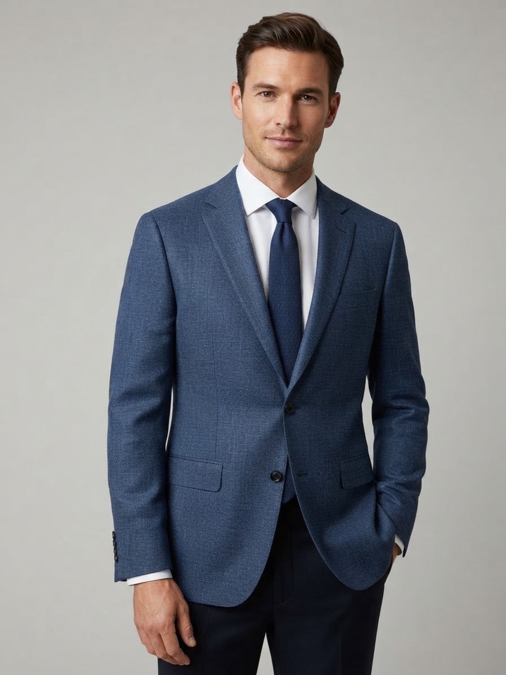 Hart Schaffner Marx Blue Heather Worsted Wool & Silk Sport Coat